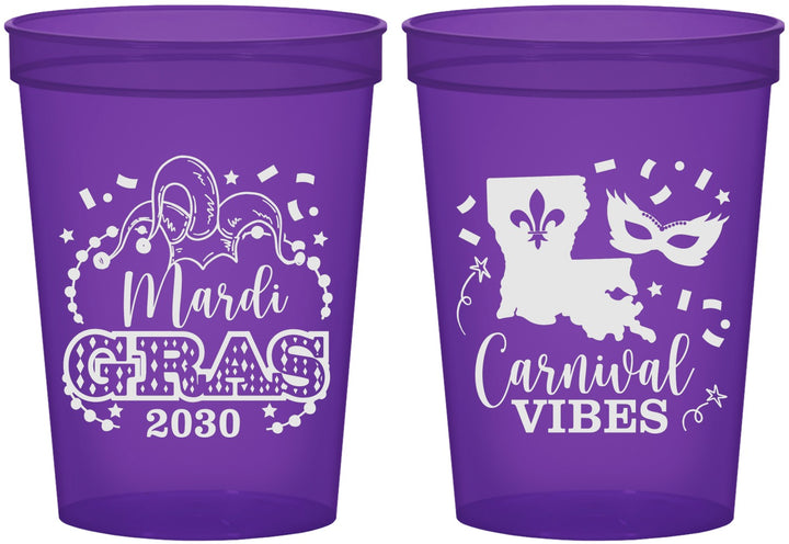 Custom Mardi Gras 16 oz Translucent Cups - Fleur De Lis Carnaval | 190012