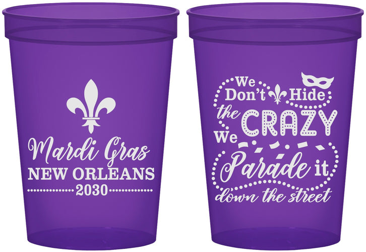 Custom Mardi Gras 16 oz Translucent Cups - Fleur De Lis | 190013