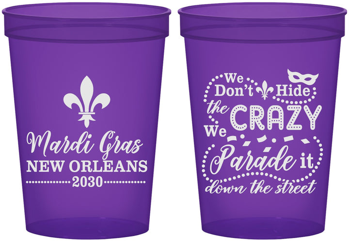 Custom Mardi Gras 16 oz Translucent Cups - Fleur De Lis | 190013