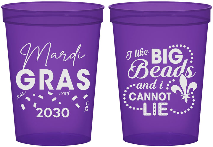 Custom Mardi Gras 16 oz Translucent Cups - Big Bead Fleur De Lis | 190018