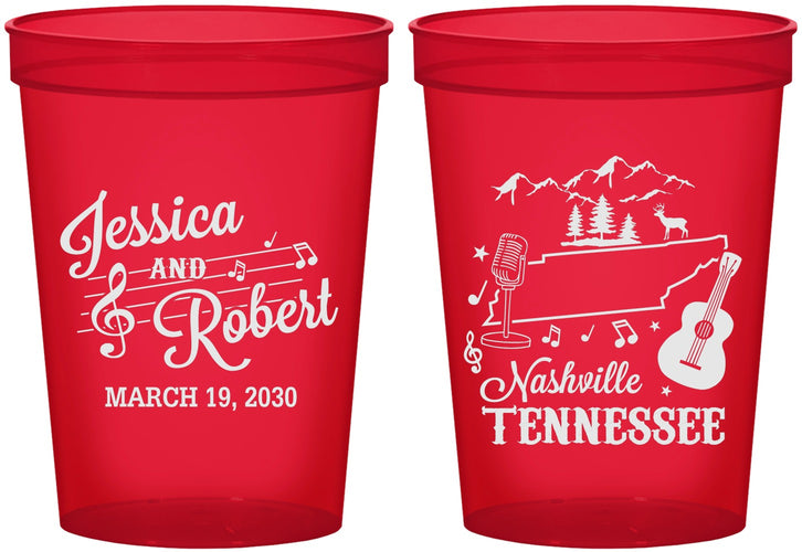 Custom Wedding 16 oz Translucent Cups - Tennessee | 191