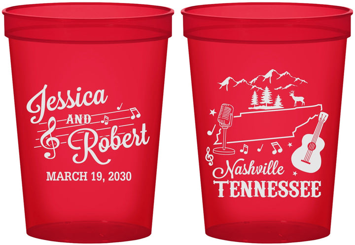 Custom Wedding 16 oz Translucent Cups - Tennessee | 191