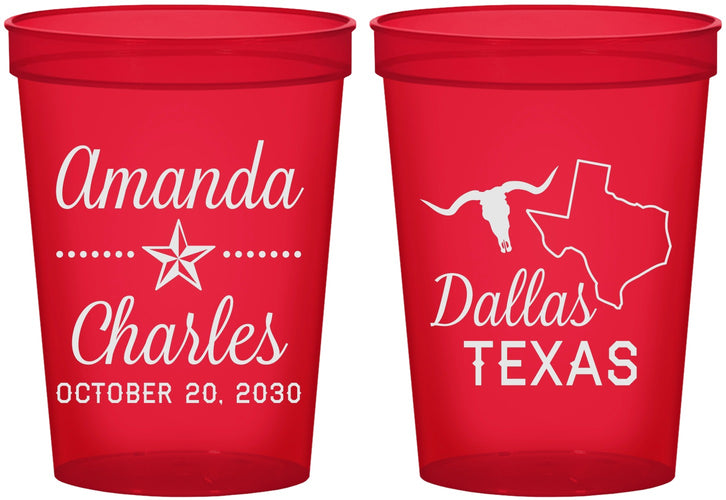 Custom Wedding 16 oz Translucent Cups - Texas | 192