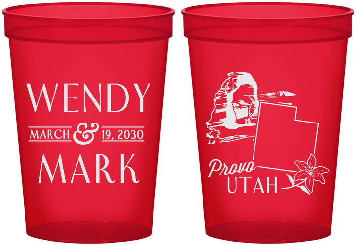 Custom Wedding 16 oz Translucent Cups - Utah | 193