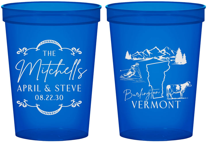 Custom Wedding 16 oz Translucent Cups - Vermont | 194