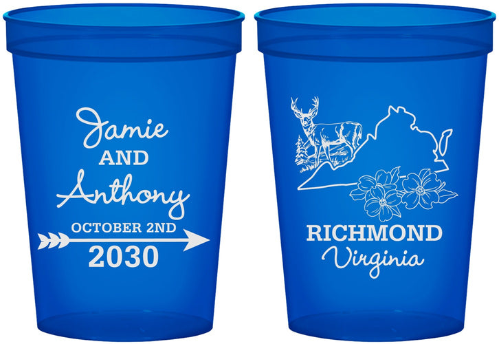 Custom Wedding 16 oz Translucent Cups - Virginia | 195