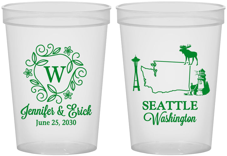 Custom Wedding 16 oz Translucent Cups - Washington | 196