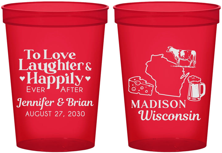 Custom Wedding 16 oz Translucent Cups - Wisconsin | 198
