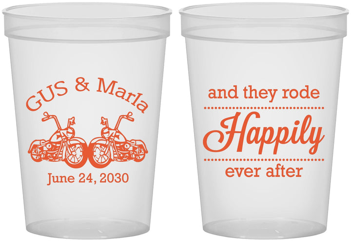 Custom Wedding 16 oz Translucent Cups - Happily Ever After Motorcycle | 200