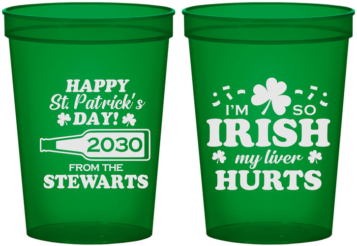 Custom St Patricks Day 16 oz Translucent Cups - Irish My Liver Hurts | 200000
