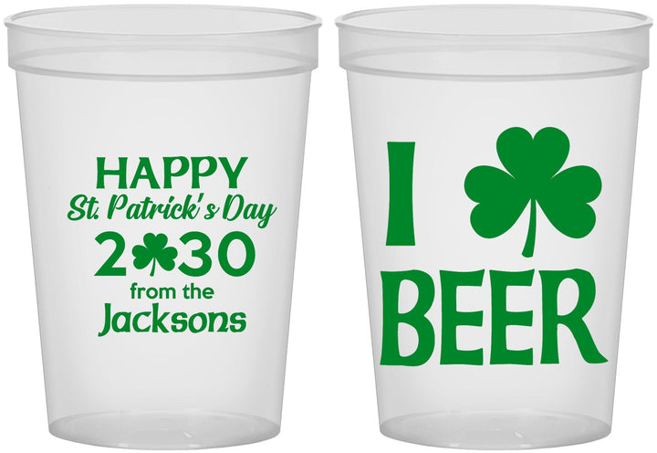 Custom St Patricks Day 16 oz Translucent Cups - Clover Irish | 200003