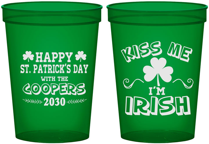 Custom St Patricks Day 16 oz Translucent Cups - Kiss Me I Am Irish | 200004