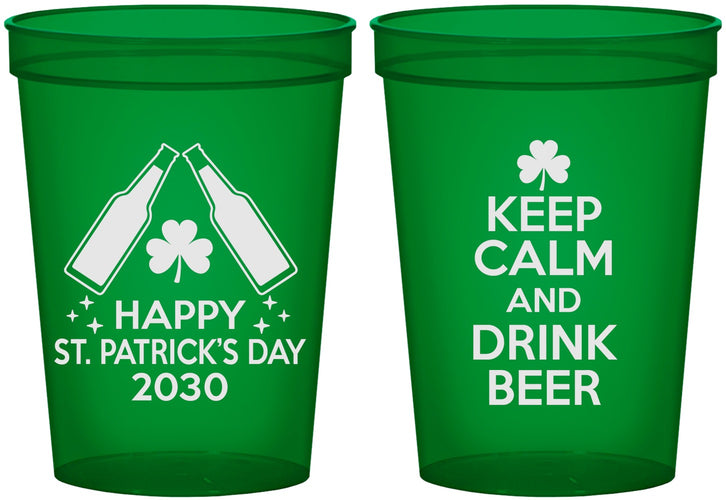Custom St Patricks Day 16 oz Translucent Cups - Clover Irish | 200005