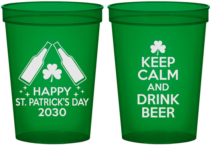 Custom St Patricks Day 16 oz Translucent Cups - Clover Irish | 200005