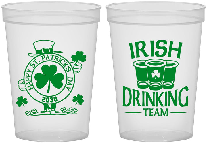 Custom St Patricks Day 16 oz Translucent Cups - Irish Drinking Team | 200006