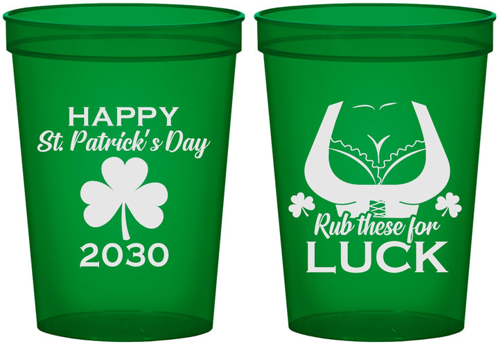 Custom St Patricks Day 16 oz Translucent Cups - Clover Irish | 200008