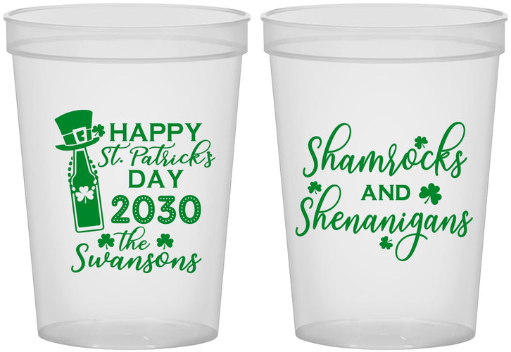 Custom St Patricks Day 16 oz Translucent Cups - Shamrocks Shenanigans | 200010