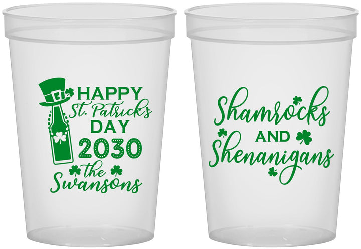 Custom St Patricks Day 16 oz Translucent Cups - Shamrocks Shenanigans | 200010