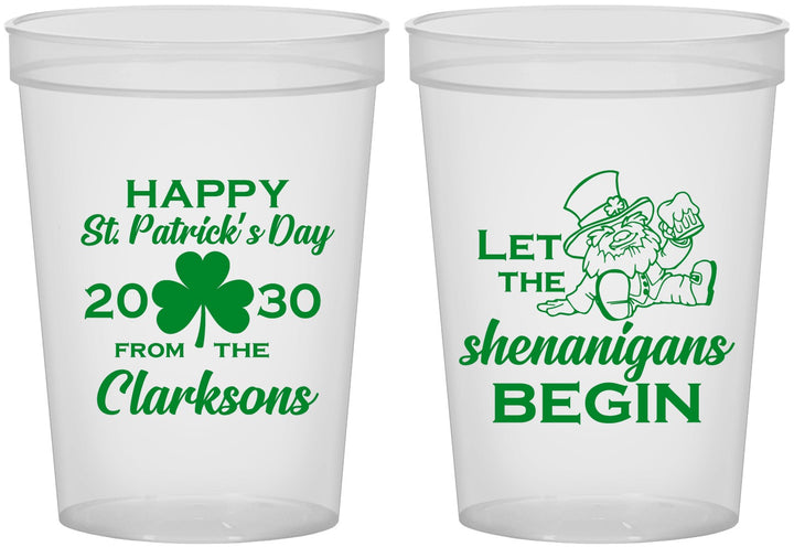 Custom St Patricks Day 16 oz Translucent Cups - Shenanigans Leprechaun | 200011