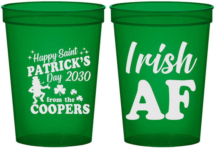 Custom St Patricks Day 16 oz Translucent Cups - Irish Af Leprechaun | 200012