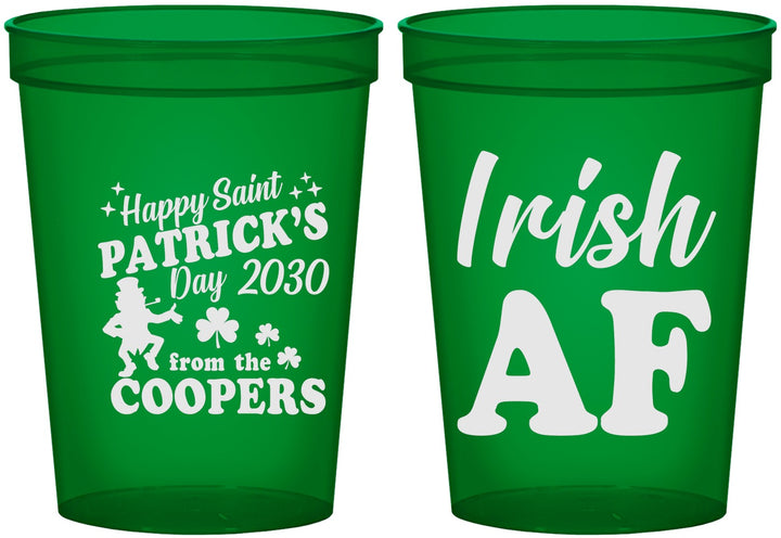 Custom St Patricks Day 16 oz Translucent Cups - Irish Af Leprechaun | 200012