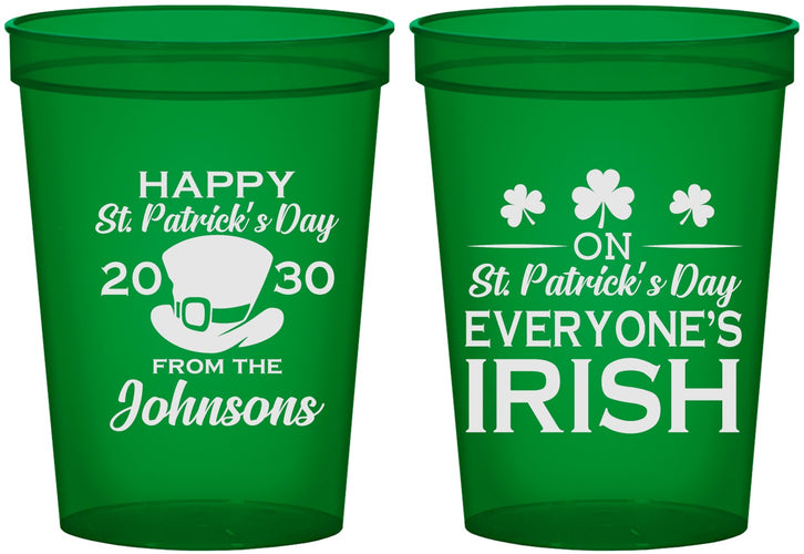 Custom St Patricks Day 16 oz Translucent Cups - Irish Leprechaun | 200013