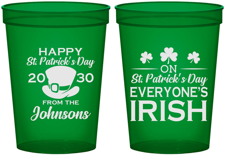 Custom St Patricks Day 16 oz Translucent Cups - Irish Leprechaun | 200013