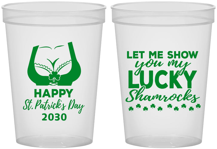 Custom St Patricks Day 16 oz Translucent Cups - Shamrocks | 200015