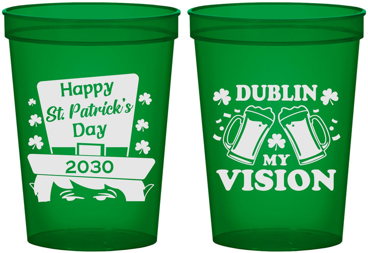 Custom St Patricks Day 16 oz Translucent Cups - Dublin My Vision | 200016