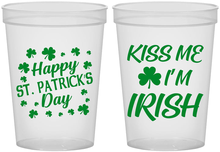 Custom St Patricks Day 16 oz Translucent Cups - Kiss Me I Am Irish | 200018