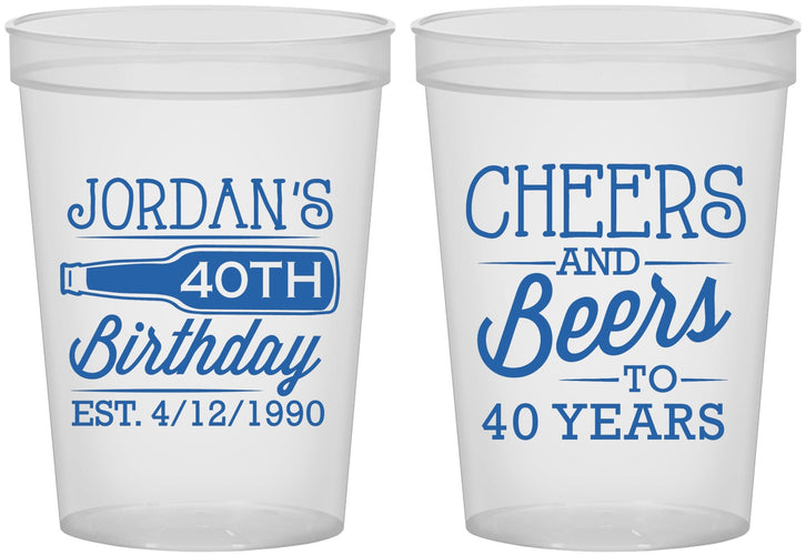 Custom Birthday 16 oz Translucent Cups - Cheers Beers To 40 Years | 20002