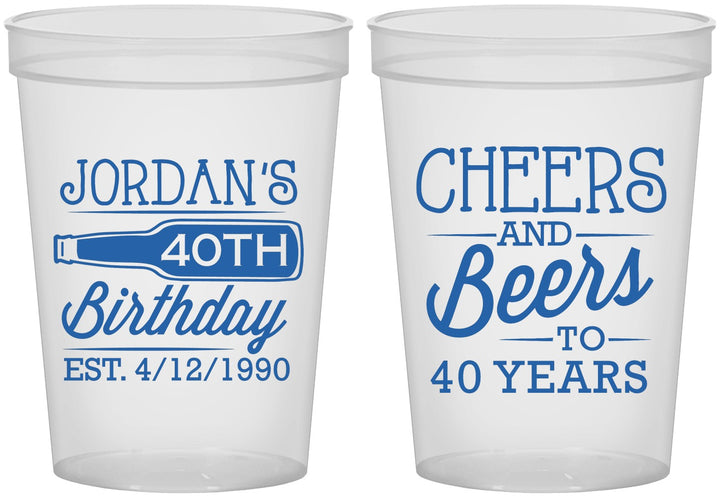 Custom Birthday 16 oz Translucent Cups - Cheers Beers To 40 Years | 20002