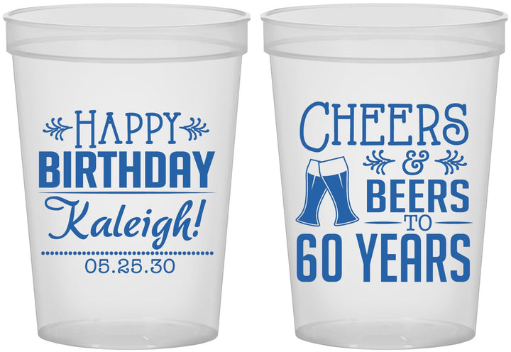 Custom Birthday 16 oz Translucent Cups - 60th | 20006