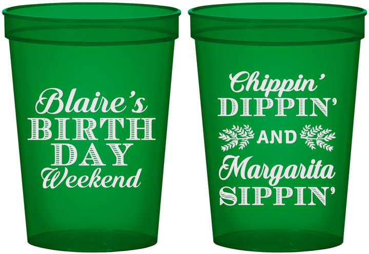 Custom Birthday 16 oz Translucent Cups - Chippin Dippin Sippin | 20008