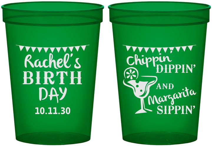 Custom Birthday 16 oz Translucent Cups - Fiesta Margarita | 20009