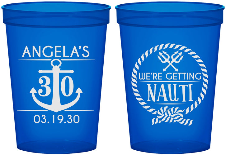 Custom Birthday 16 oz Translucent Cups - 30th Nautical | 20010