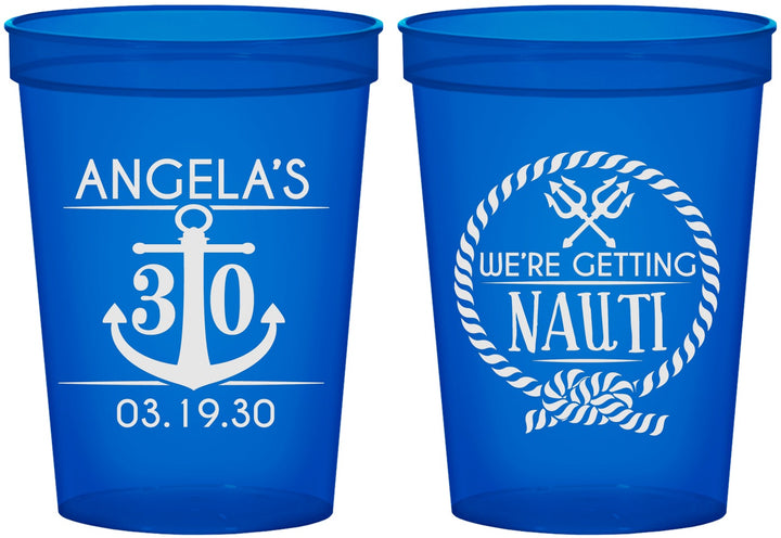 Custom Birthday 16 oz Translucent Cups - 30th Nautical | 20010