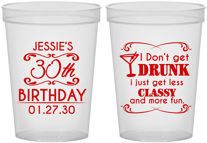 Custom Birthday 16 oz Translucent Cups - Dirty 30 | 20011