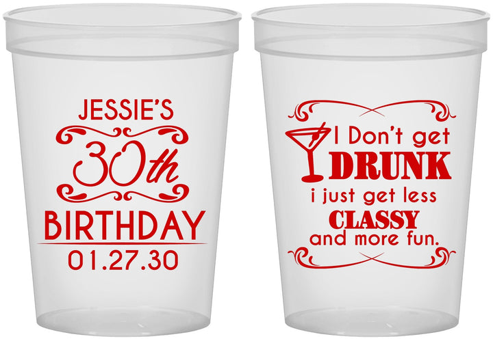 Custom Birthday 16 oz Translucent Cups - Dirty 30 | 20011