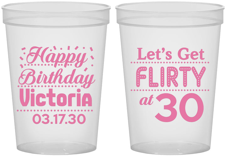 Custom Birthday 16 oz Translucent Cups - Flirty At 30 | 20015