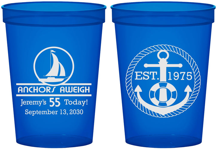 Custom Birthday 16 oz Translucent Cups - 55th Nautical | 20025