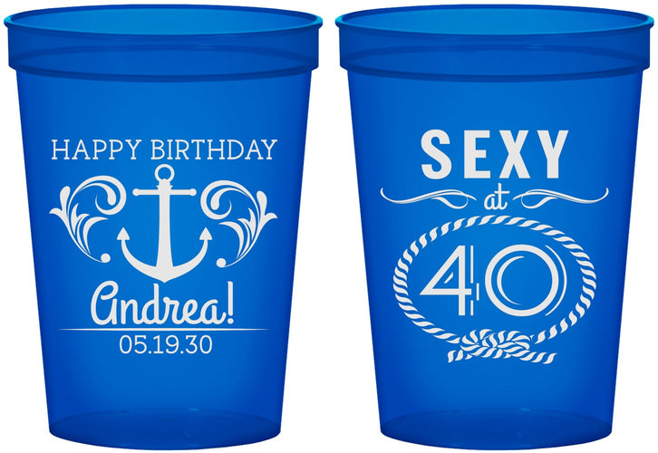 Custom Birthday 16 oz Translucent Cups - Sexy At 40 | 20027