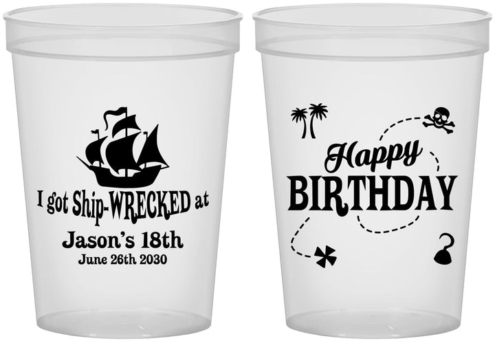 Custom Birthday 16 oz Translucent Cups - 18th Shipwrecked | 20028