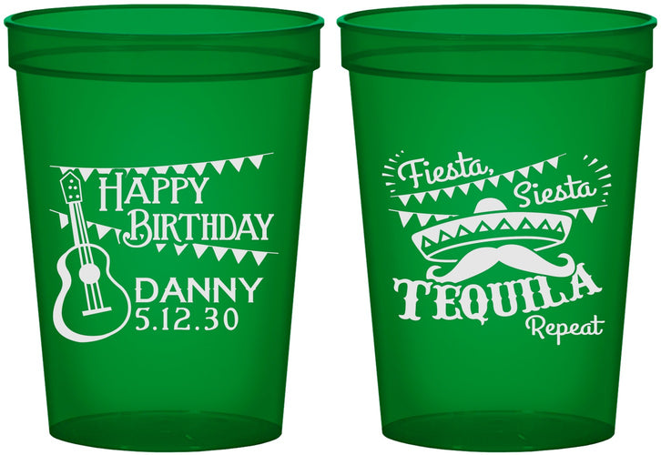 Custom Birthday 16 oz Translucent Cups - Fiesta Siesta Tequila | 20033