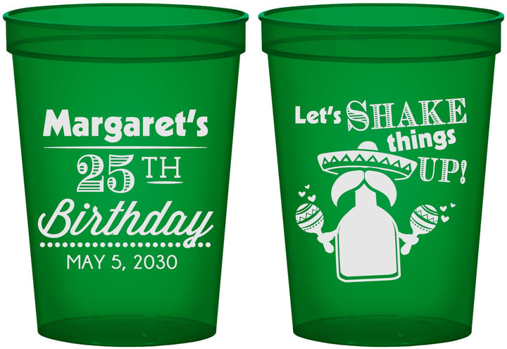Custom Birthday 16 oz Translucent Cups - 25th Fiesta | 20035