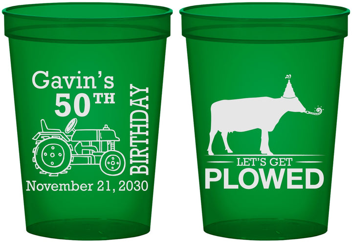 Custom Birthday 16 oz Translucent Cups - 50th Lets Get Plowed | 20037