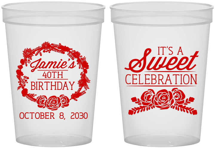 Custom Birthday 16 oz Translucent Cups - 40th | 20040