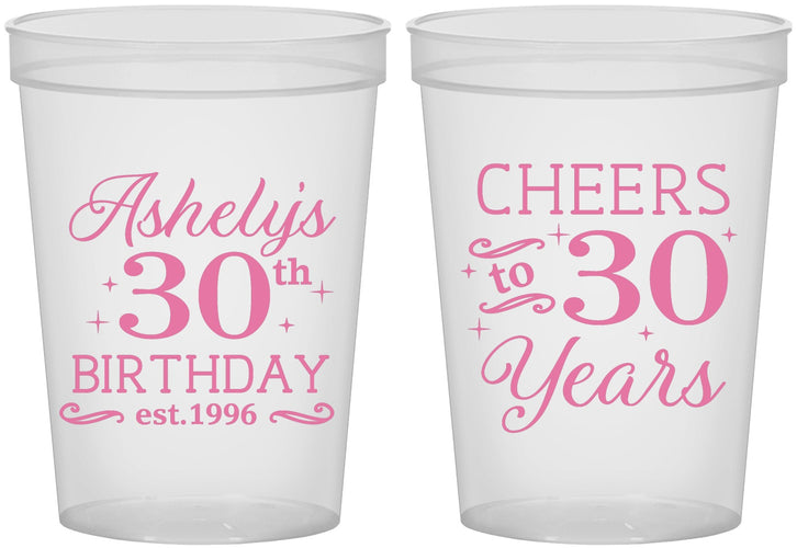 Custom Birthday 16 oz Translucent Cups - Cheers To 30 Years | 20041