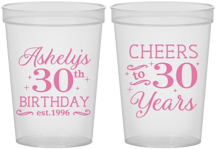 Custom Birthday 16 oz Translucent Cups - Cheers To 30 Years | 20041