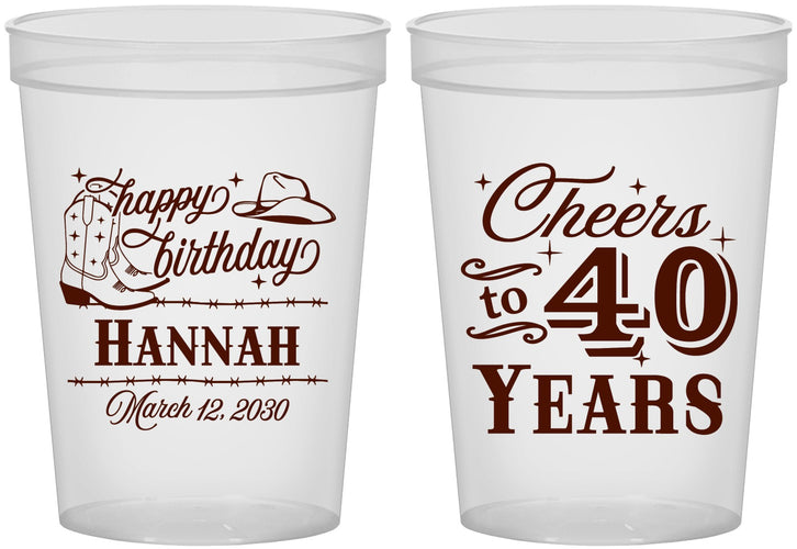 Custom Birthday 16 oz Translucent Cups - 40th | 20042